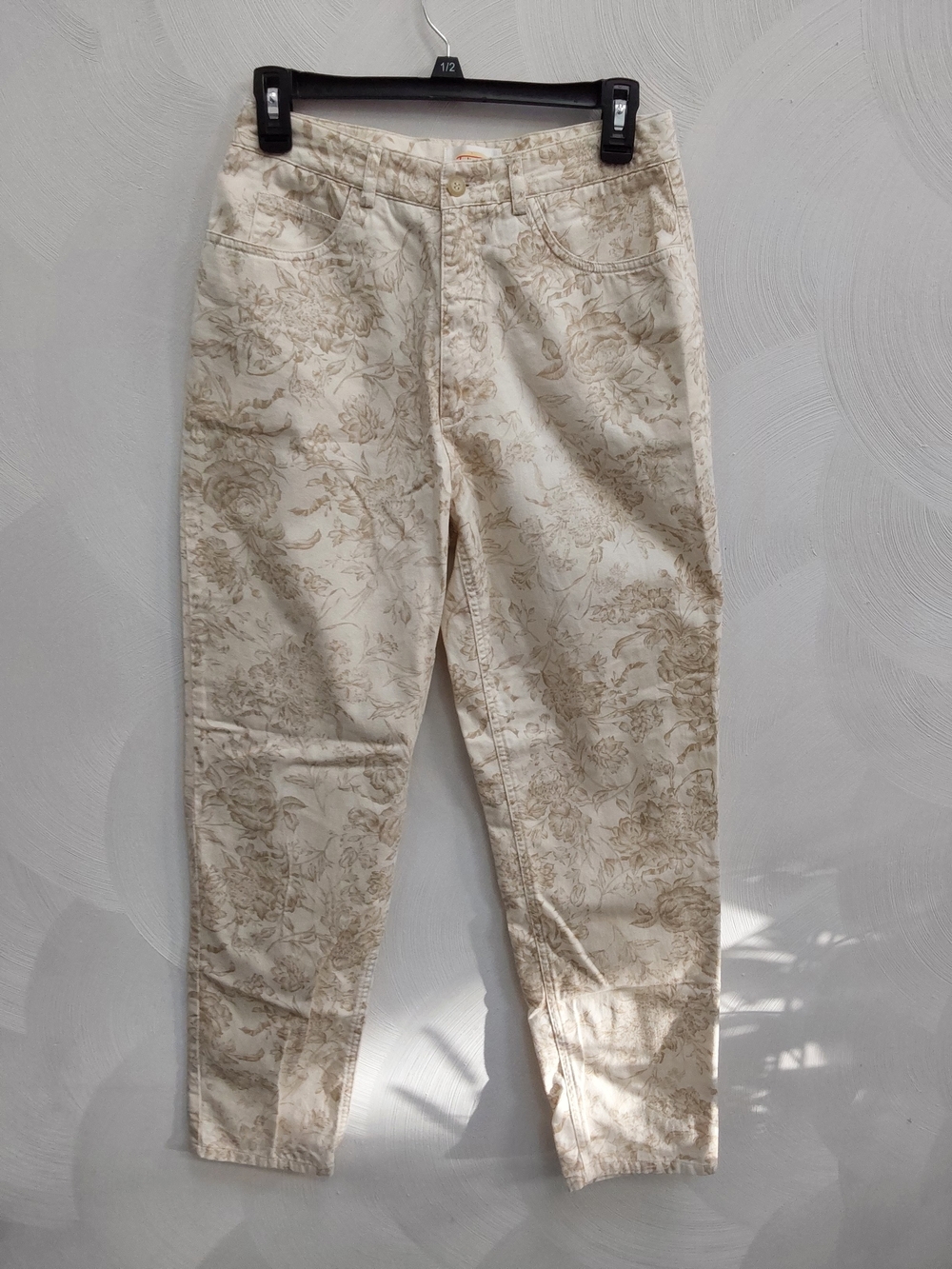 Talbots Floral Cream High Waist Barrel Fit Cotton Pants 6 8